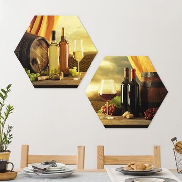 Hexagons Forex schilderijen - 2-delig Wine With A View