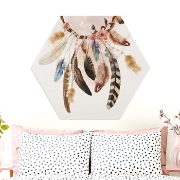Hexagons Forex schilderijen Dream Catcher With Roses And Feathers