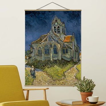 Stoffen schilderij met posterlijst Vincent van Gogh - The Church at Auvers