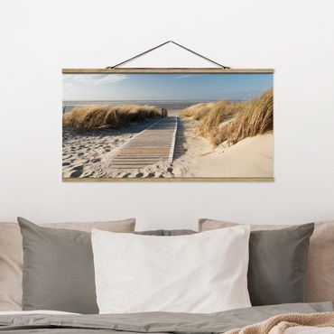Stoffen schilderij met posterlijst Baltic Sea Beach