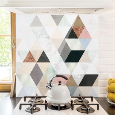 Spatscherm keuken Watercolor Mosaic With Triangles I