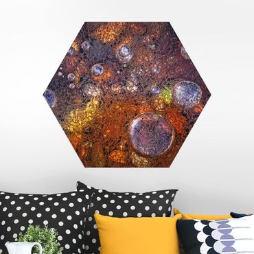 Hexagons Aluminium Dibond schilderijen Winter In Autumn