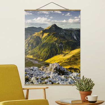 Stoffen schilderij met posterlijst Mountains And Valley Of The Lechtal Alps In Tirol