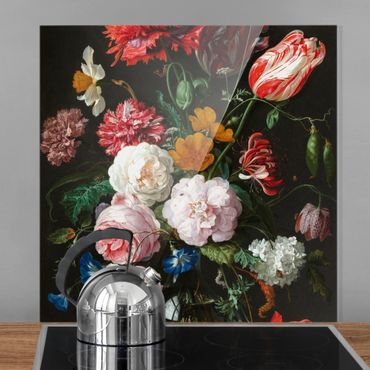 Spatscherm keuken Jan Davidsz De Heem - Still Life With Flowers In A Glass Vase