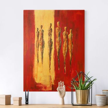 Canvas schilderijen - Goud Six Figures In Red