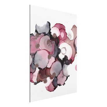 Aluminium Dibond schilderijen Pink Beige Drops With Pink Gold