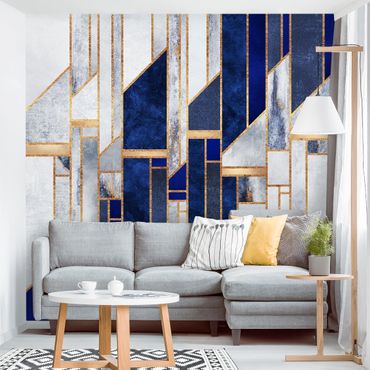 Patroonbehang Geometric Shapes With Gold
