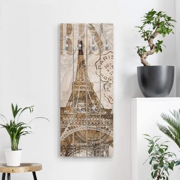 Wandkapstokken houten pallet Shabby Chic Collage - Paris