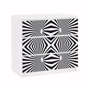 Meubelfolie IKEA Malm Ladekast Psychedelic Black And White pattern
