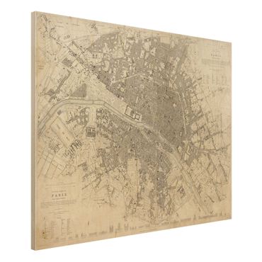 Houten schilderijen Vintage Map Paris
