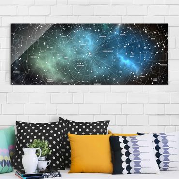 Glasschilderijen Stellar Constellation Map Galactic Nebula