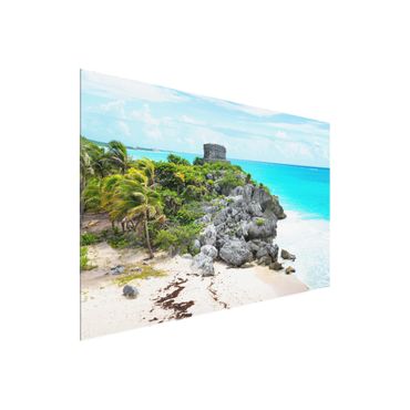 Glasschilderijen Caribbean Coast Tulum Ruins
