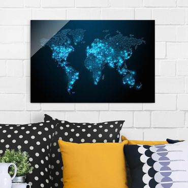 Glasschilderijen Connected World World Map