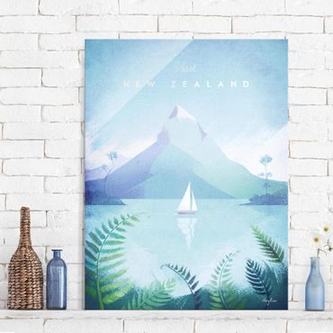 Glasschilderijen Travel Poster - New Zealand