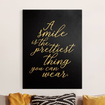 Canvas schilderijen - Goud A Smile is the prettiest thing Sans Serif Black