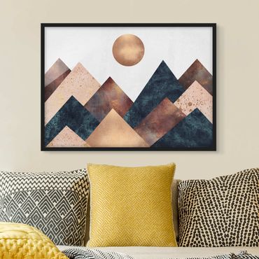 Ingelijste posters Geometric Mountains Bronze