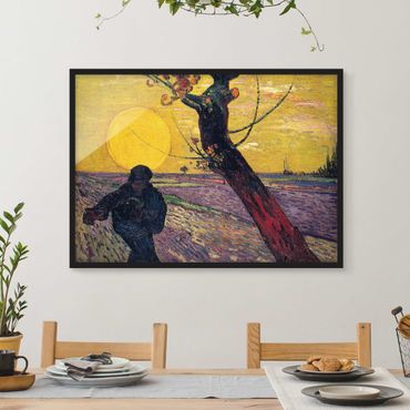 Ingelijste posters Vincent Van Gogh - Sower With Setting Sun