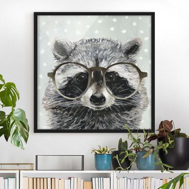 Ingelijste posters Animals With Glasses - Raccoon