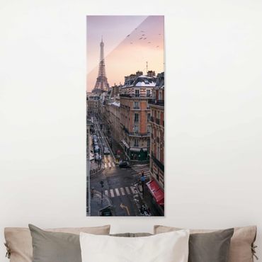 Glasschilderijen The Eiffel Tower In The Setting Sun