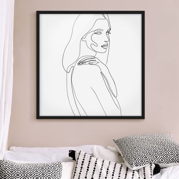 Ingelijste posters Line Art Woman's Shoulder Black And White