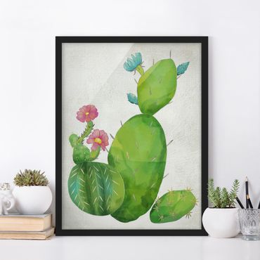 Ingelijste posters Cactus Family In Pink And Turquoise