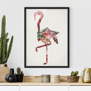 Ingelijste posters Origami Flamingo
