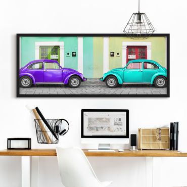 Ingelijste posters Beetles Purple Turquoise