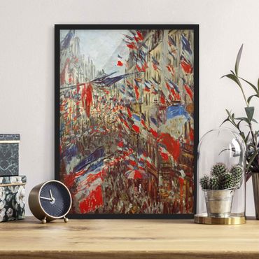 Ingelijste posters Claude Monet - The Rue Montorgueil with Flags