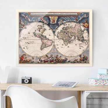 Glasschilderijen Historic World Map Nova Et Accuratissima Of 1664