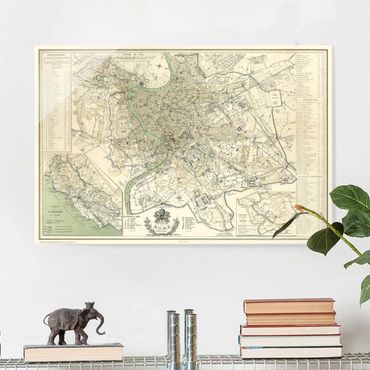 Glasschilderijen Vintage Map Rome Antique