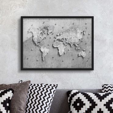 Ingelijste posters Concrete World Map
