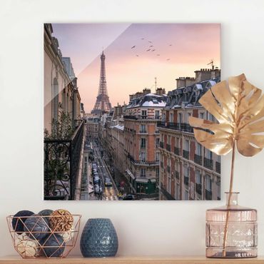 Glasschilderijen The Eiffel Tower In The Setting Sun