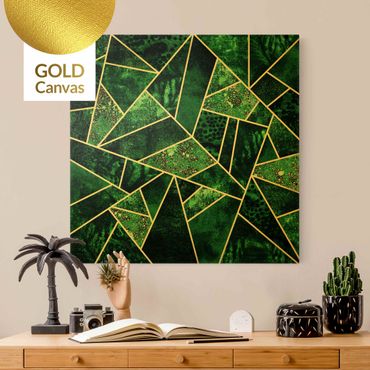 Canvas schilderijen Dark Emerald With Gold