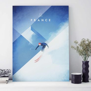 Glasschilderijen Travel Poster - Ski In France