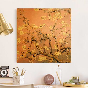 Canvas schilderijen - Goud Vincent Van Gogh - Almond Blossom In Antique Pink