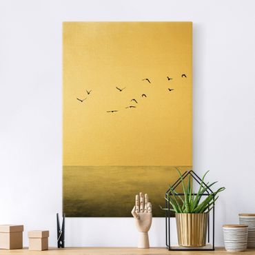 Canvas schilderijen - Goud Birds Migrating South