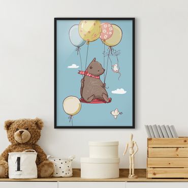 Ingelijste posters Bear And Mouse Flying