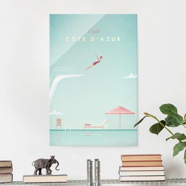 Glasschilderijen Travel Poster - Côte D'Azur