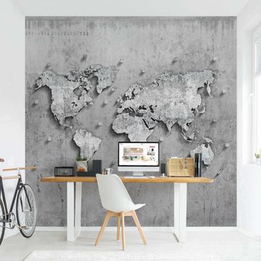 Fotobehang Concrete World Map
