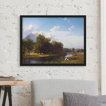 Ingelijste posters Albert Bierstadt - A River Landscape, Westphalia