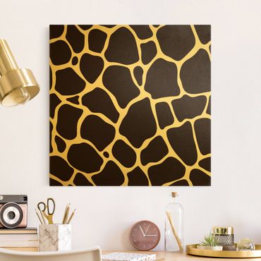 Canvas schilderijen - Goud Giraffe Print