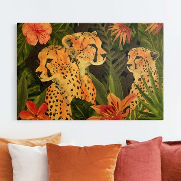 Canvas schilderijen - Goud Three Cheetahs In The Jungle