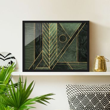 Ingelijste posters Geometric Shapes Emerald Gold
