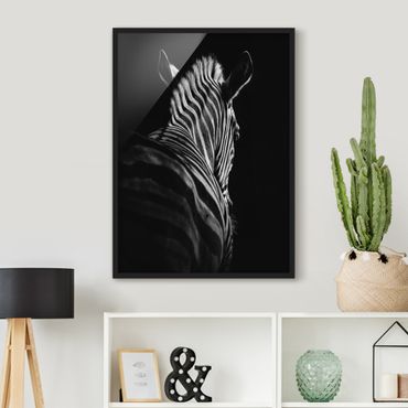 Ingelijste posters Dark Zebra Silhouette
