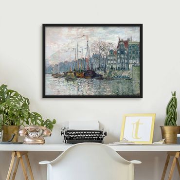Ingelijste posters Claude Monet - View Of The Prins Hendrikkade And The Kromme Waal In Amsterdam