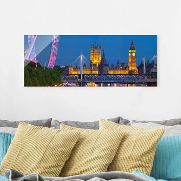 Glasschilderijen Big Ben And Westminster Palace In London At Night