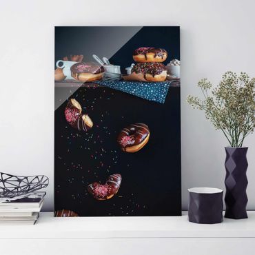 Glasschilderijen Donuts from the Kitchen Shelf