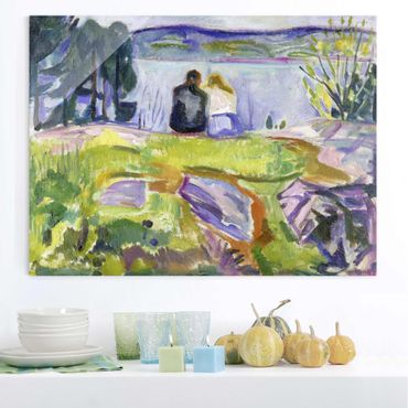 Glasschilderijen Edvard Munch - Spring (Love Couple On The Shore)
