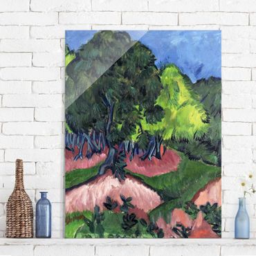 Glasschilderijen Ernst Ludwig Kirchner - Landscape with Chestnut Tree