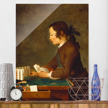 Glasschilderijen Jean-Baptiste Siméon Chardin - Young Girl (young Boy?) builds a House of Cards